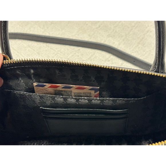 NWT Karl Lagerfeld Black Leather Shoulder & Crossbody w/Gold Tone Bag Charm - Picture 12 of 13